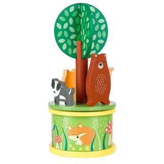 Woodland Animal Musical Carousel | Wooden Music Box Toy Merry Go Round Ornament