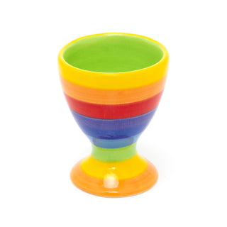Hand Painted Rainbow Stripe Ceramic Egg Cup | Multicoloured Soft Boiled Egg Cup | Breakfast Boiled Egg Cup Stand Egg Holder