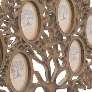 Mango Wood Tree Of Life Photo Frame | Wall Mounted Family Tree Multi Picture Frame | 6 Aperture Collage Photo Frames