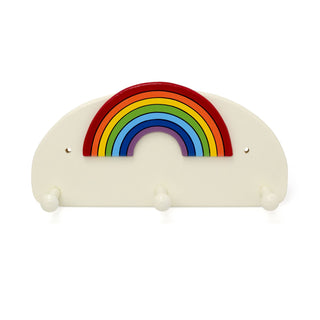 Children's Rainbow Coat Rack | Kids Wall Mounted Wooden Coat Hooks 3 Coat Pegs