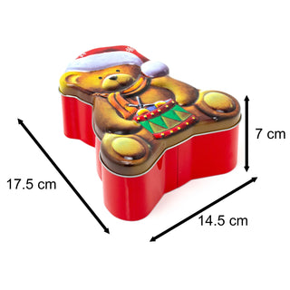 Charming Christmas Storage Tin With Festive Designs for Sweets Treats Surprises - Teddy Bear