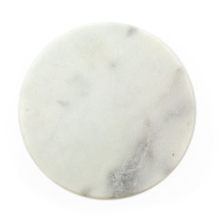 Set Of 4 White Marble Coasters | 4 Piece Round Natural Stone Marble Coaster Set