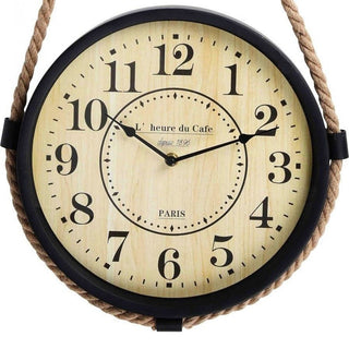 Industrial French Style Clock On Pulley | Rustic Paris Metal Hanging Wall Clock