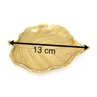 Elegant Gold Metal Leaf Trinket Dish | Aluminium Storage Display Vanity Tray | Botanical Jewellery Plate