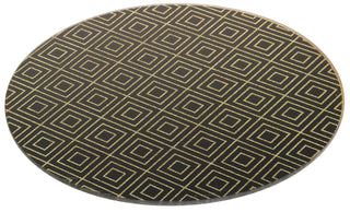 Beautiful Black and Gold Round Glass Display Tray, Candle Tray, Perfume Tray ~ Design Varies