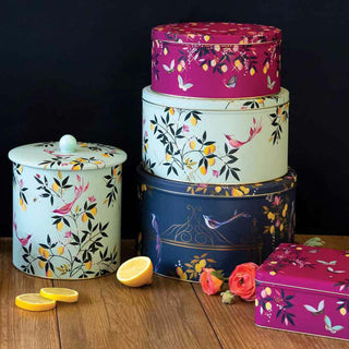 Sara Miller Set Of 3 Orchard Design Round Nesting Cake Tins | Cake Storage Tins