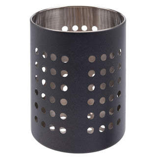 Kitchen Cutlery Holder Pot 13cm - Kitchen Utensil Drying Rack, Cutlery Caddy Case, Multi-Purpose Organizer for Silverware - Black