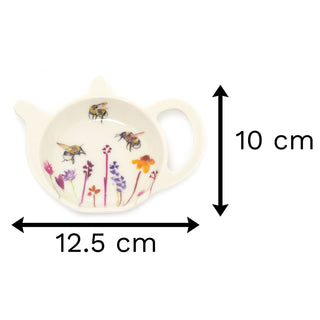 Busy Bee Floral Tea Bag Tidy Dish | Tea Bag Spoon Rest Kitchen Tidy | Melamine Used Teabag Holder