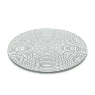 20cm Silver Swirl Mirrored Glass Glitter Candle Plate Stand | Round Mirror Glass Display Candle Plate | Mirrored Candle Tray Vanity Perfume Tray