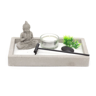 Mini Buddha Zen Garden Set | Miniature Desktop Zen Garden Tealight Candle Holder | Spiritual Decor Buddha Ornaments