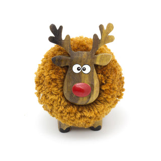 Christmas Reindeer Pom Pom Rudolph Ornament | Cute Santa Reindeer Animal Plush | Handmade Christmas Decorations Figures