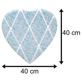 Ditsy Floral Fabric Heart Padded Memo Notice Photo Pin Board ~ Blue