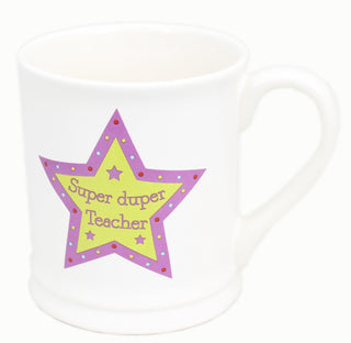 Chunky Ceramic Star Teacher Mug Gift ~ Super Duper Teacher
