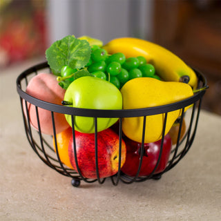 Large Black Metal Wire Fruit Bowl | Kitchen Fruit & Vegetables Storage Basket