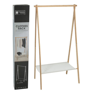 Bamboo Clothes Rail with Shelf | Free Standing Wooden Clothes Rack - 155cm