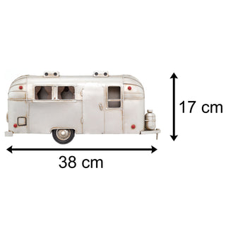 38cm Retro Camper Caravan Wall Mounted Tin Model | Vintage Metal American Airstream Trailer Hanging Decoration | Home Office Wall Art