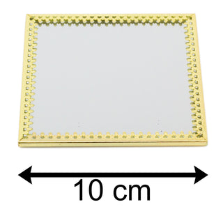 10cm Decorative Mirror Glass Display Plate | Mirrored Candle Tray | Gold Glass Coaster
