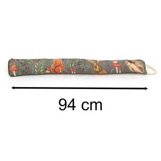 94cm Woodland Flora & Fauna Fabric Draught Excluder For Doors | Winter Draft Excluder Door Cushion | Forest Animal Draft Insulator Door Draught Cushion