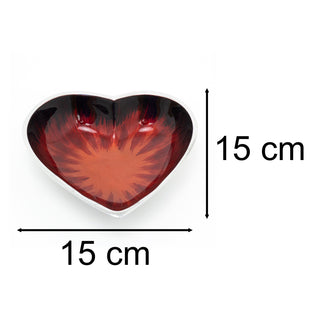 15cm Medium Recycled Aluminium Red Heart Dish | Heart Shaped Snack Bowl Dip Bowl Vanity Bowl | Heart Dish Trinket Dish Key Bowl Jewellery Dish