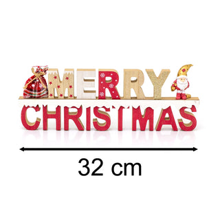 Freestanding Wooden Merry Christmas Sign | Merry Christmas Word Block - 32cm