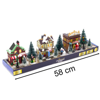 17 Piece LED Christmas Village Set Christmas Town Scene | Battery Operated Light Up Christmas Village | Illuminated Christmas Village Scene