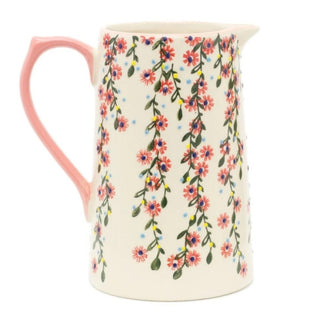 Cottagecore Embossed Flower Ceramic Jug Vase