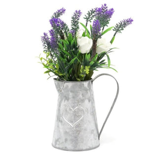 Metal Heart Jug With Artificial Rose and Lavender