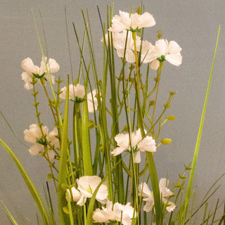 Freestanding Artificial White Flowers Bouquet | Floral Grasses Artificial Flora