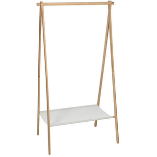 Bamboo Clothes Rail with Shelf | Free Standing Wooden Clothes Rack - 155cm