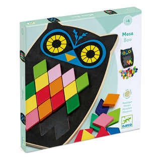Djeco DJ01693 Wooden Owl Mosaic Sorting Game | Kids Educational Toys - Mosa Boo