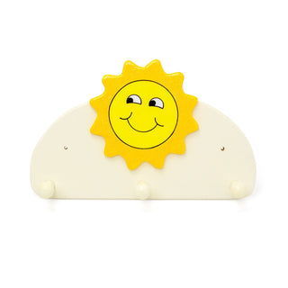 Children's Sunshine Coat Rack | Kids Wall Mounted Wooden Coat Hooks 3 Coat Pegs