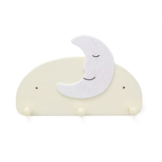 Children's Moon Coat Rack | Kids Wall Mounted Wooden Coat Hooks 3 Coat Pegs