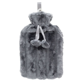 Deluxe Faux Fur Pom Pom Hot Water Bottle | Hot Water Bottle With Cover | Natural Rubber Hot Water Bottles - Colour Varies One Supplied