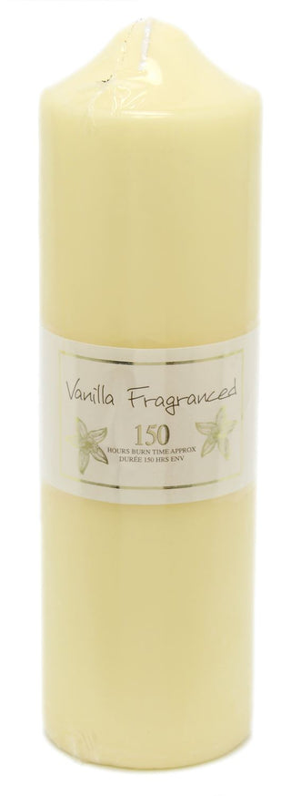 24 x 7cm 150 Hour Overdipped Vanilla Scented Pillar Votive Wax Candle Cream