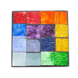 Rainbow Mosaic Set Of 4 Coasters And Holder | Square Coasters With Holder Cup Mug Table Mats | Handmade 4 Piece Drinks Coaster Set