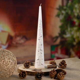 Large Traditional Countdown To Christmas Pyramid Advent Candle | Christmas White & Silver Advent Candle With Numbers | Advent Christmas Candle Festive Candle