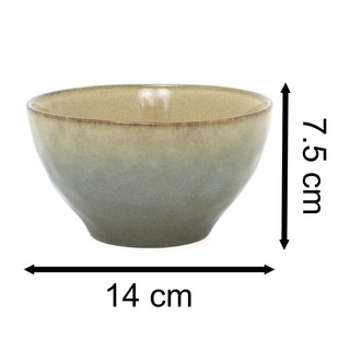 Reactive Glaze Stoneware Soup Bowl | Round Ceramic Kitchen Serving Bowl - 14x8cm