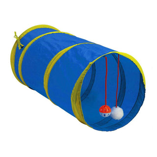 Cat Play Tunnel Channel With Hanging Toys | Collapsible Play Tunnel For Cats And Kittens | Interactive Pet Playground Tunnel - Colour Varies One Supplied