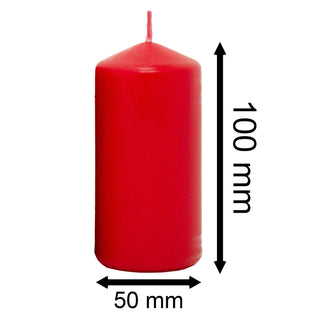Set of 4 Red Pillar Candles | Unscented Wax Candles for Home & Events - 5x10cm