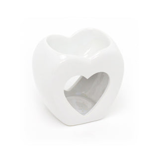 White Heart Shaped Ceramic Wax Melt Burner Fragrance Oil Burner | Essential Oil Diffuser Tealight Candle Holder | Aroma Lamp Candle Diffuser