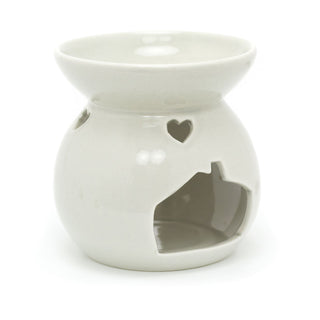 Ceramic Grey Dome Essential Oil Fragrance Burner | Oil Burner Tealight Heart Candle Holder | Aromatherapy Lamp