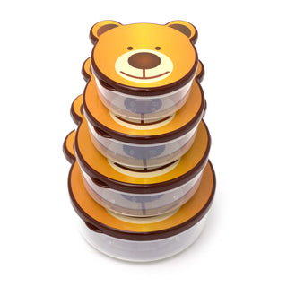 Set Of 4 Children's Animal Snack Pots | Kids Nesting Snack Containers