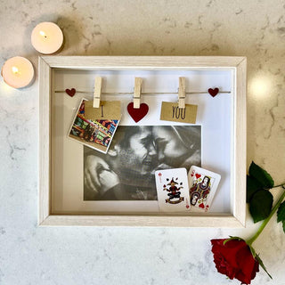Clothes Line Wooden Box Frame With Pegs For 6 X 4 Photo - I Love You