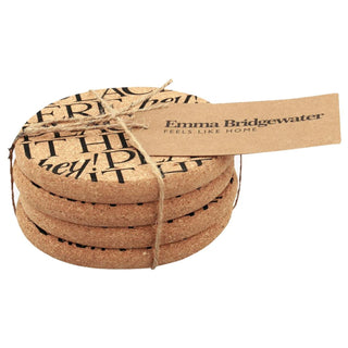 Emma Bridgewater Black Toast & Marmalade Set Of 4 Round Cork Drinks Coasters