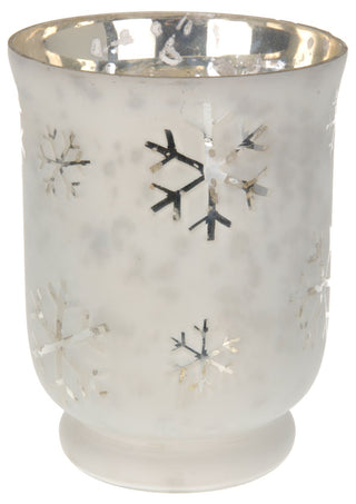 Beautiful Snowflake Design Large Christmas Silver White Tealight Holder