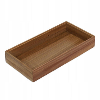 Acacia Wood Stackable Organiser Box | Tray for Desk, Kitchen & More - 30x15cm