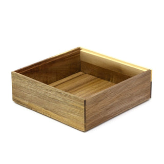 Acacia Wood Storage Box | Stackable Square Organiser Tray for Drawers - 15x15cm