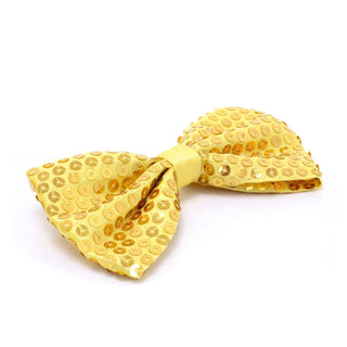 Adults Novelty Sequin Adjustable Pre - tied Bowtie | Gold Bow Tie Sparkly Dickie Bow Unisex Sequin Necktie | Fancy - dress Party Costume Accessory