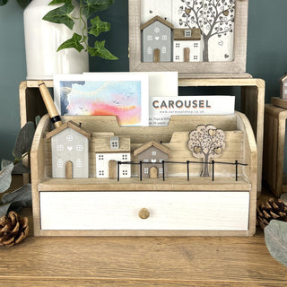 Shabby Chic Wooden House Family Tree Letter Rack | Wooden Letter Rack Letter Holder | Letter Storage Letter Rack Organiser