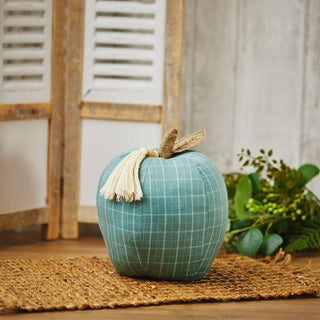 Apple Doorstop | Green Check Fabric Apple Door Stop With Tassel Detail - 22cm